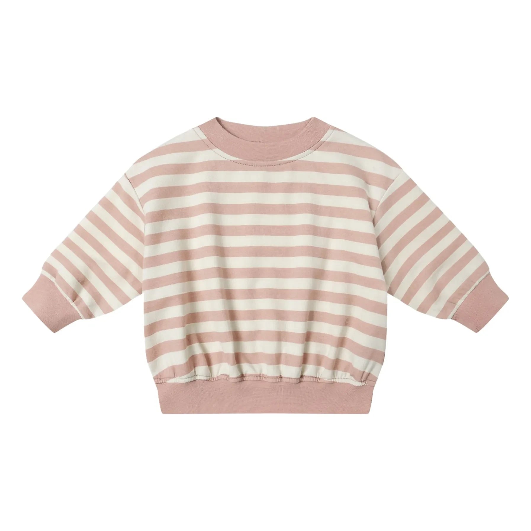 Quincy Mae - Organik pamuklu çizgili sweatshirt | Pembe