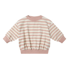 Quincy Mae - Organik pamuklu çizgili sweatshirt | Pembe