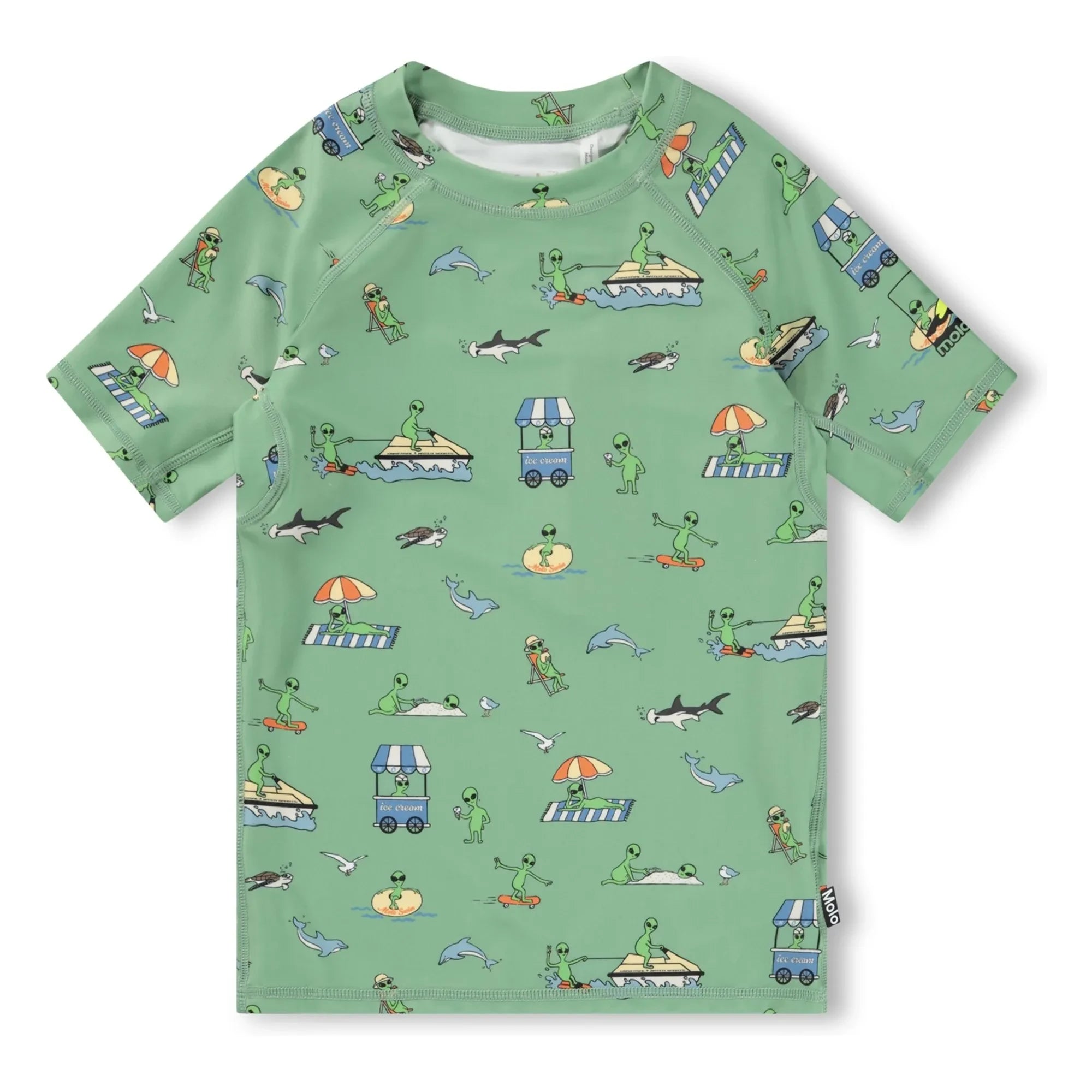 Molo - Neptune Aliens UV Protected T-Shirt Made from Recycled Fibers | Green