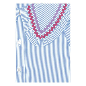 Mipounet - Nadine Striped blouse with Claudine neckline | Light Blue