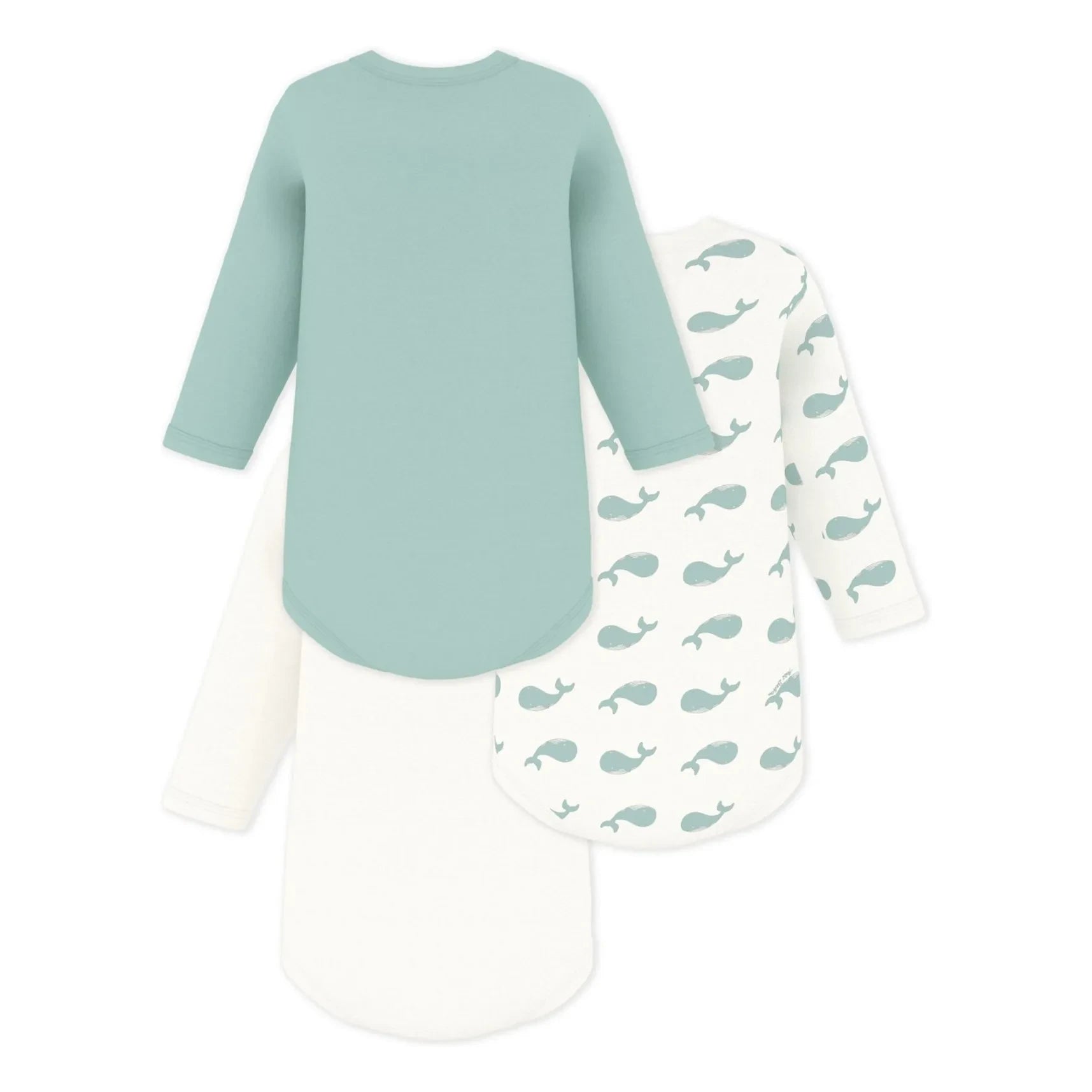 Petit Bateau - 3-piece Organic Cotton Whale Romper Set | White