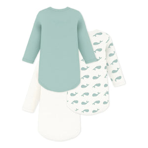 Petit Bateau - 3-piece Organic Cotton Whale Romper Set | White