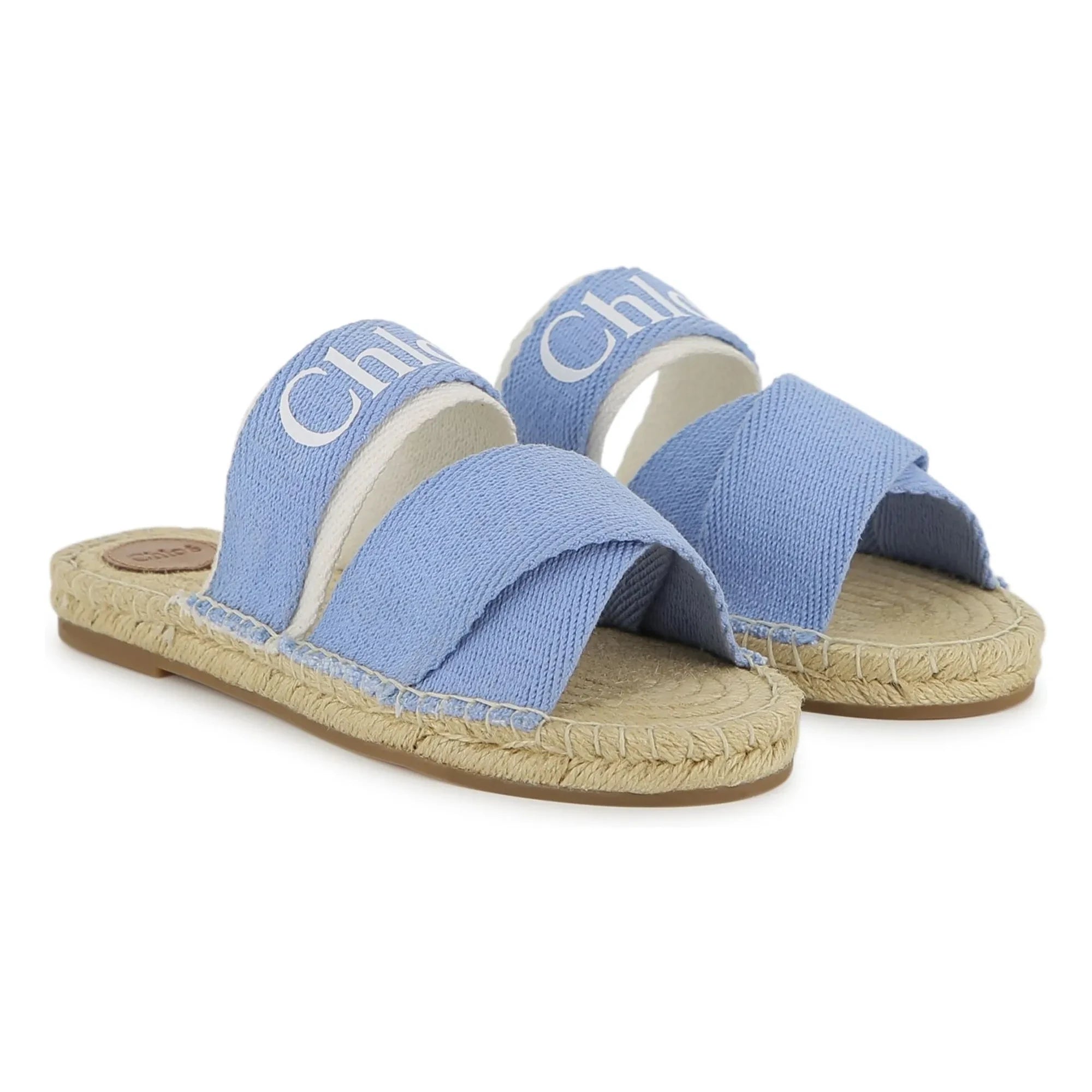Chloé - Logo Denim Sandals | Blue