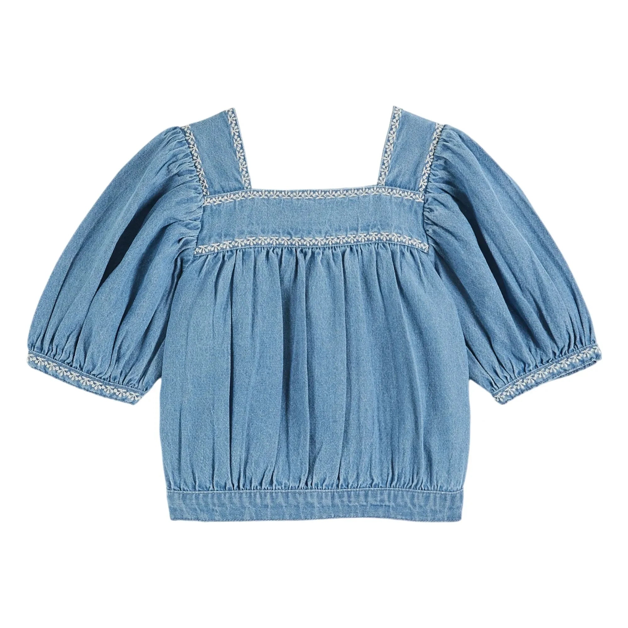 Emile et Ida - Nakışlı Chambray Bluz | Denim