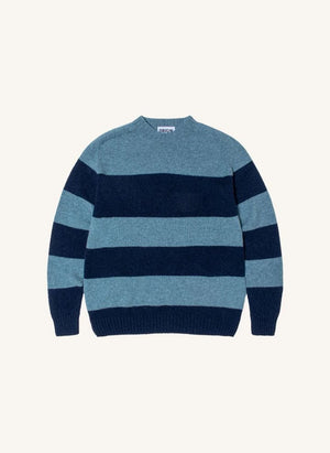 Origin Knitwear - Striped Wool Seamless Sweater | Blue