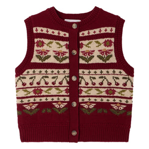 Bonpoint - Meriam Kolsuz Hırka Yün Çiçekler | Bordo