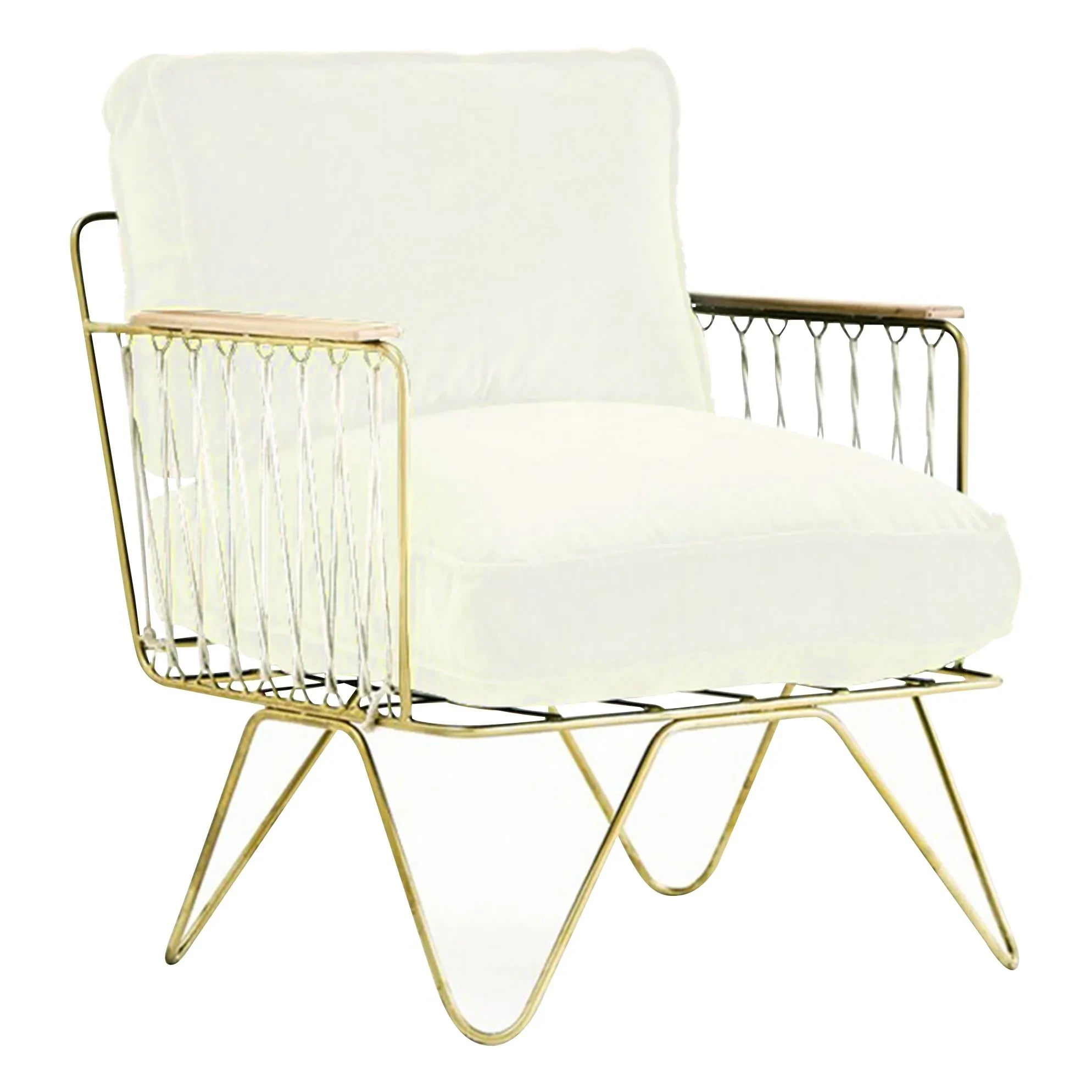 Honoré - Croisette Matte Gold and Cotton Armchair | White