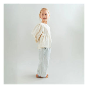 Wheat - Sasha organic cotton striped pants | Light blue