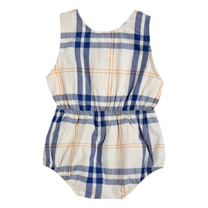 Bobo Choses - Tartan Organic Cotton Romper | Ecru