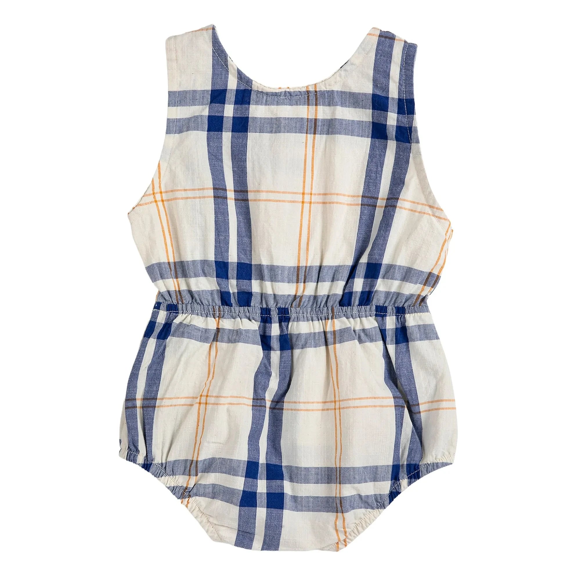 Bobo Choses - Tartan Organic Cotton Romper | Ecru