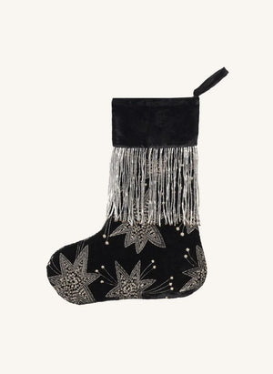 Anna + Nina - Starry Eve Velvet Christmas Stocking | Black