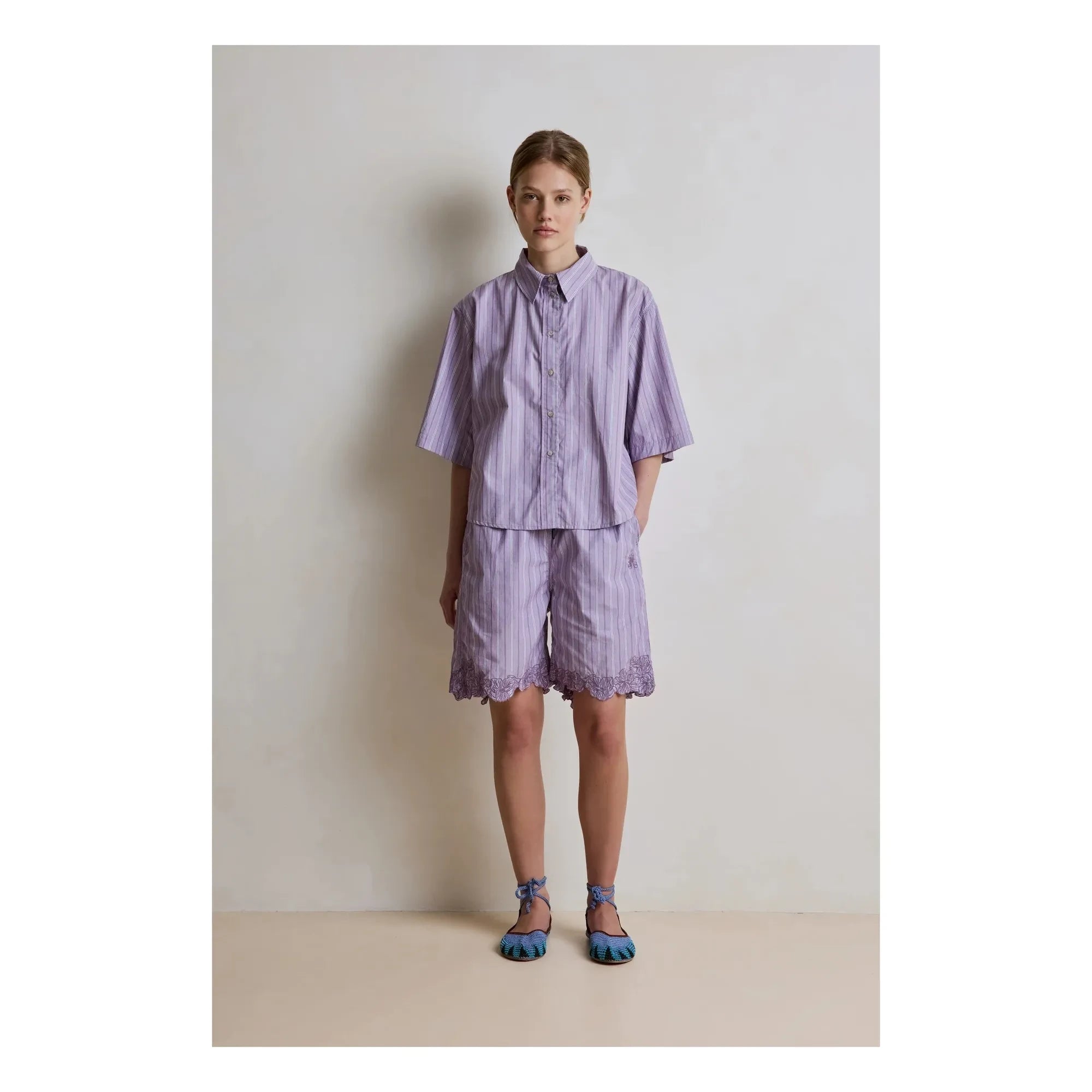 Hod - Selena Cotton Striped Shirt | Lilac