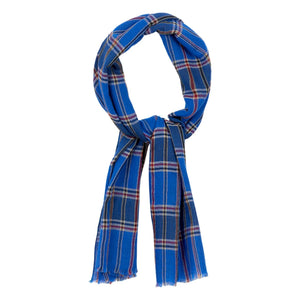 a.p - Georgette Check Wool Shawl | Blue