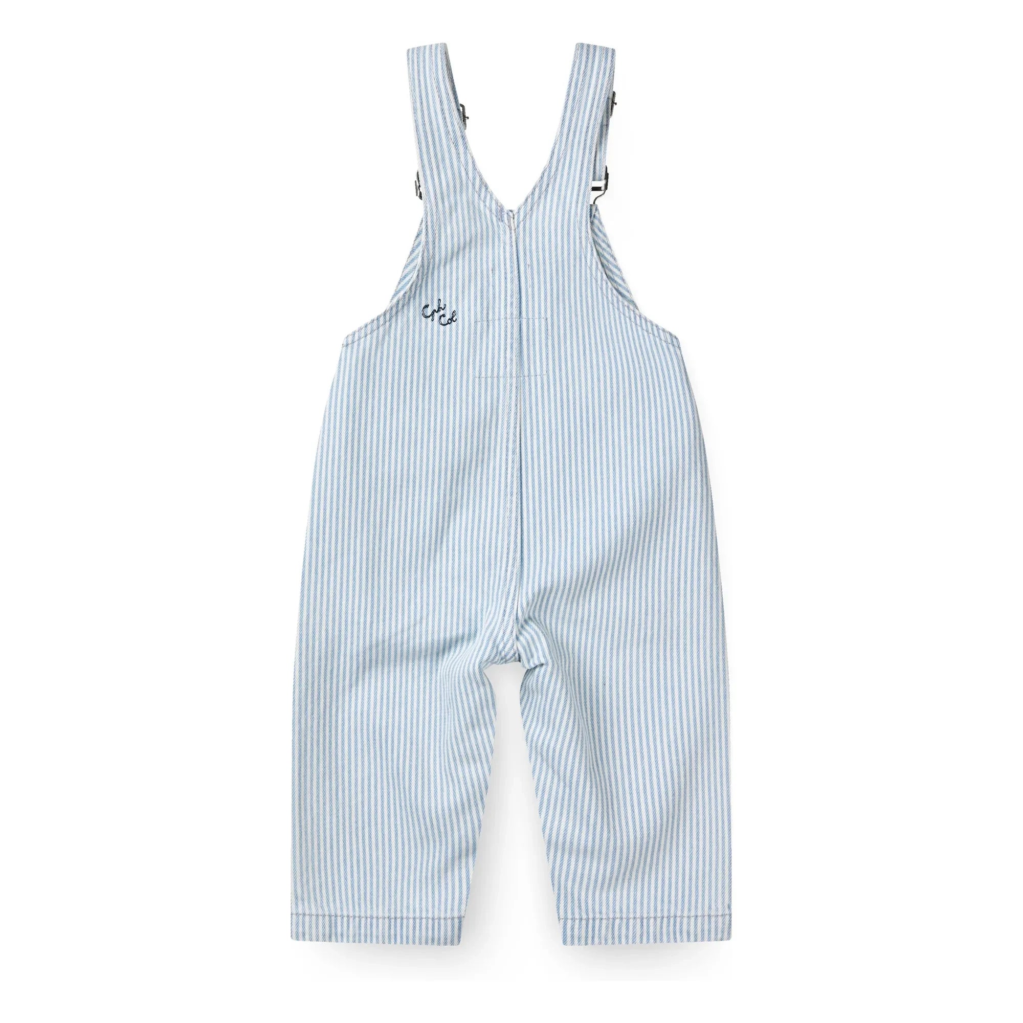 Copenhagen Colors - Organic Cotton Gabardine Striped Overalls | Light Blue