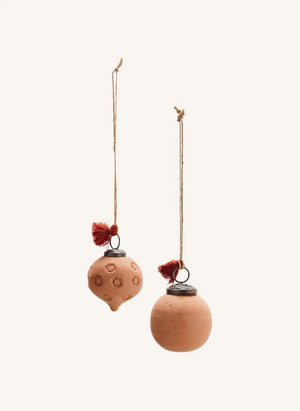 Madam Stoltz - Terracotta Christmas Ornaments - Set of 2
