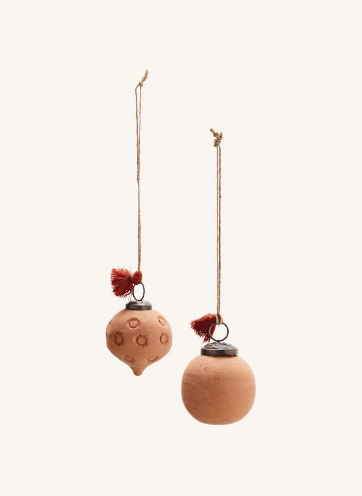 Madam Stoltz - Terracotta Christmas Ornaments - Set of 2