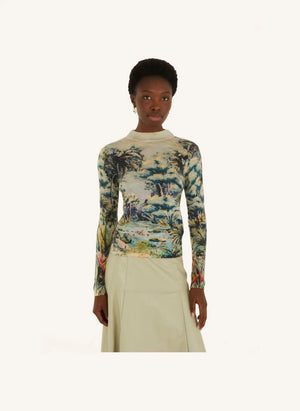 Farm Rio - Petricor Thin Mesh Top | Blue