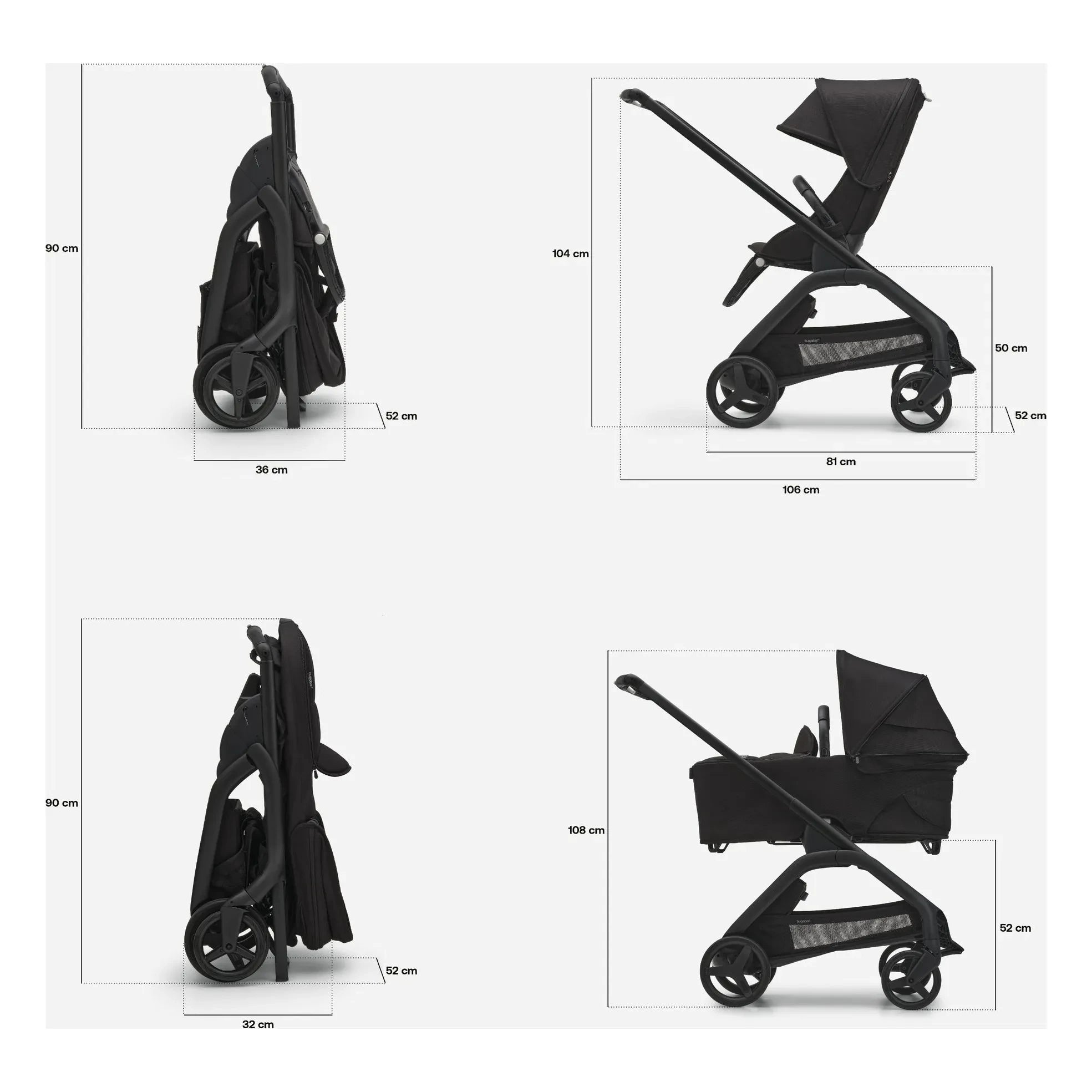 Bugaboo - Bugaboo Dragonfly Komple Şehir Bebek Arabası Grafit Şasi | Heather Gri