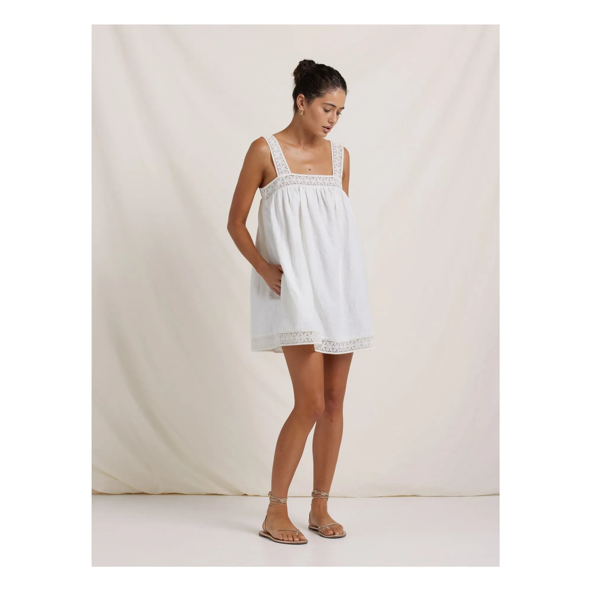 Peony - Embroidered Dress | White