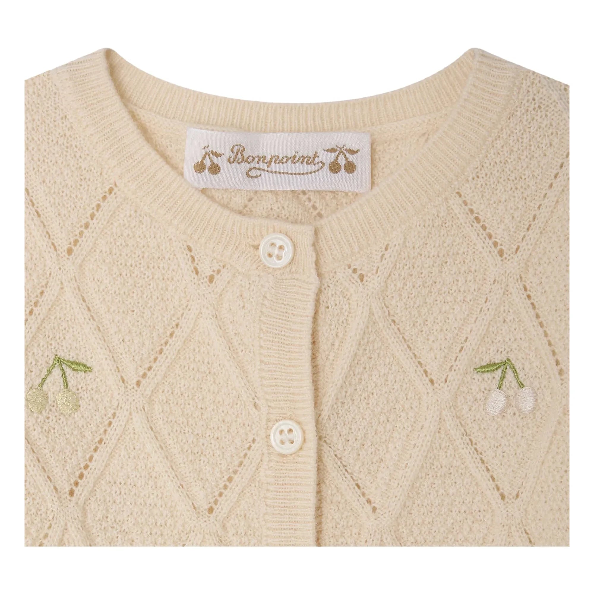 Bonpoint - Lysandra Cherries Wool Cardigan | Cream