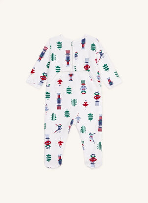 Petit Bateau - Christmas Pajamas Organic cotton fleece | White