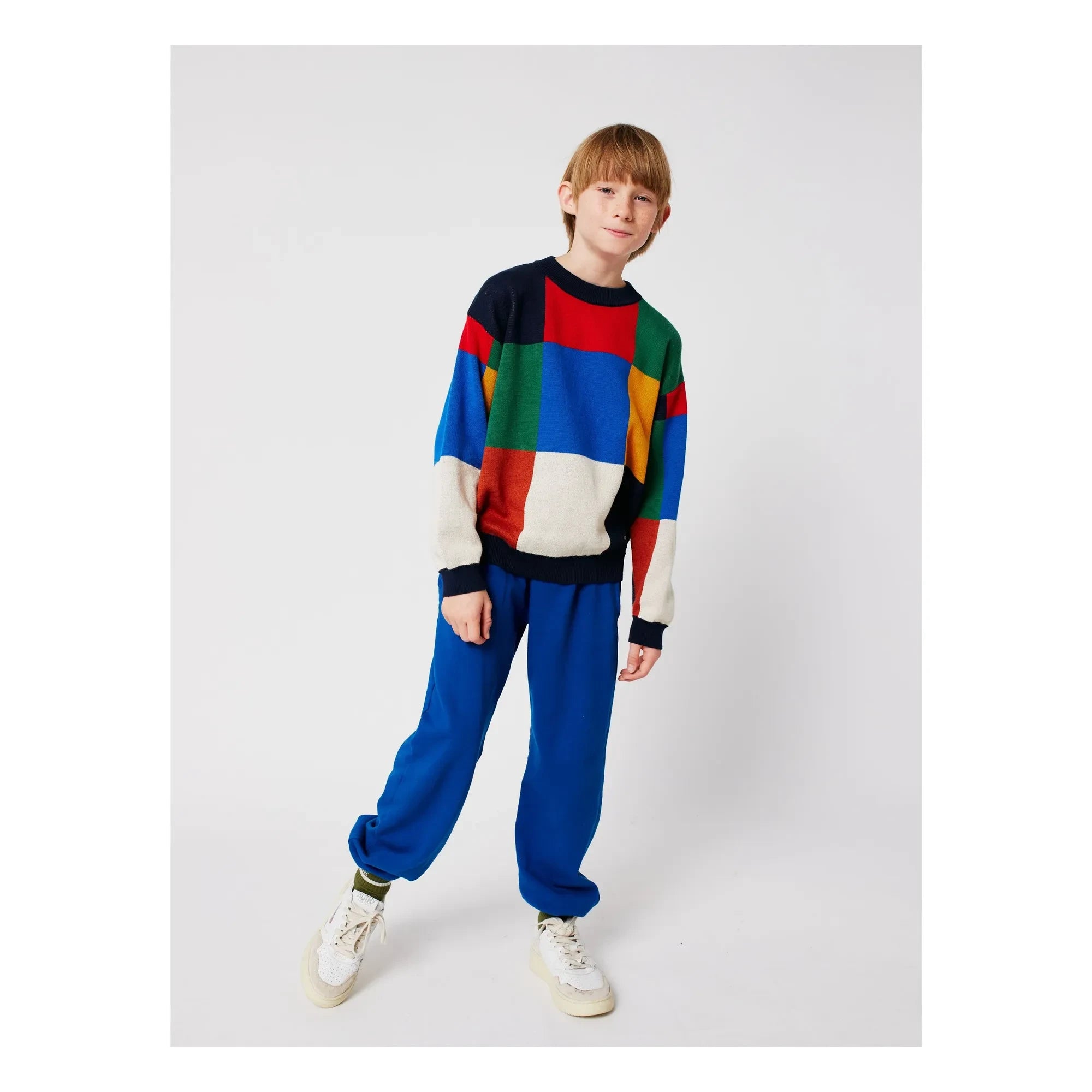 Bobo Choses - Organic Cotton Checkered Sweater | Blue