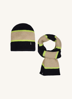 Tumble N'Dry - Striped hat and scarf set | Night blue