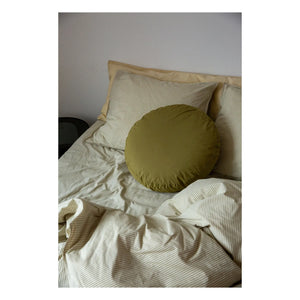 Suite 702 - Organic Percale Striped Duvet Cover - Olive-Cream | Olive