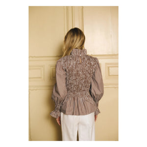 Maria de la Orden - Striped Blouse Aleria Cotton | Brown