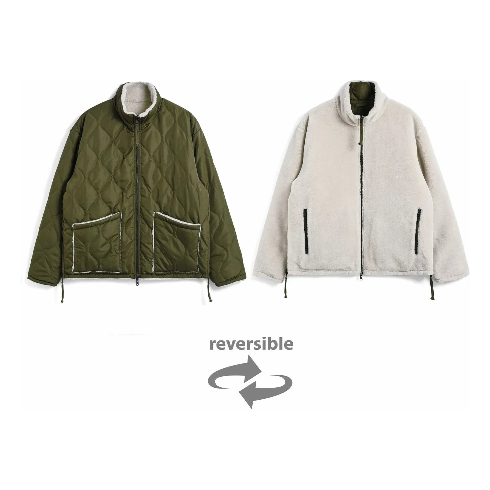 Taion - Military Reversible Stand Collar Jacket | Khaki