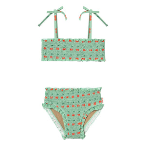Tinycottons - Cherry Gathered Swimsuit | Green Water