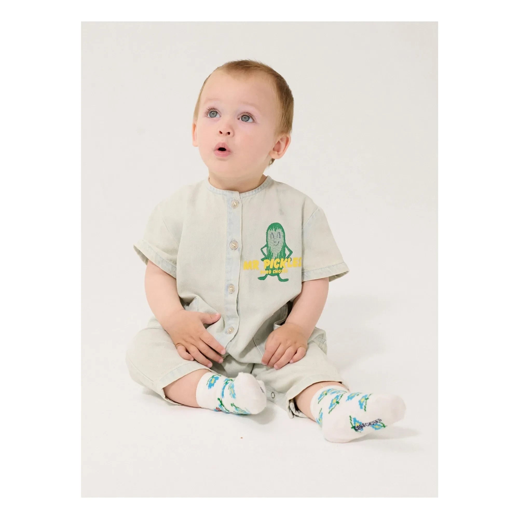 Bobo Choses - Organic Cotton Washed Denim Dungarees | Light Blue
