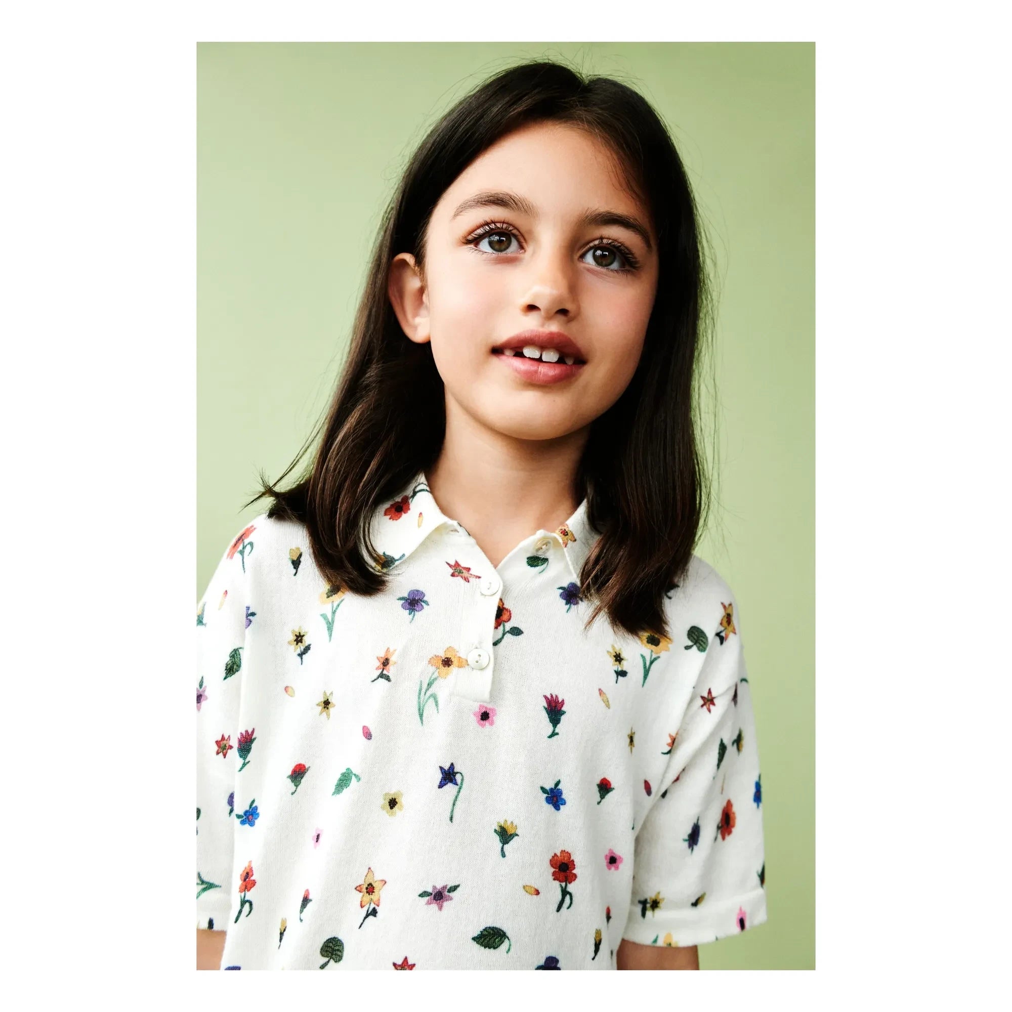 FUB - Floral Pattern Polo T-Shirt Extra Thin Mesh Organic Cotton | Ecru