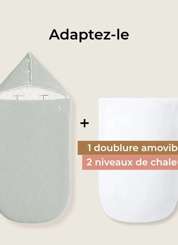Les Petites Billes - Reversible, Four Seasons Baby Sleeping Bag | Aqua Green