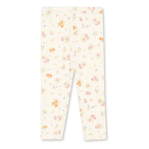 Konges Sløjd - Minnie Floral Ribbed Leggings Organic Cotton | Ecru
