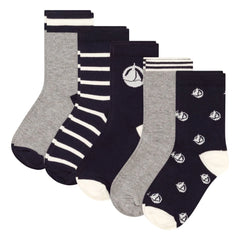 Petit Bateau - 5 Pair Boat Socks | Navy Blue