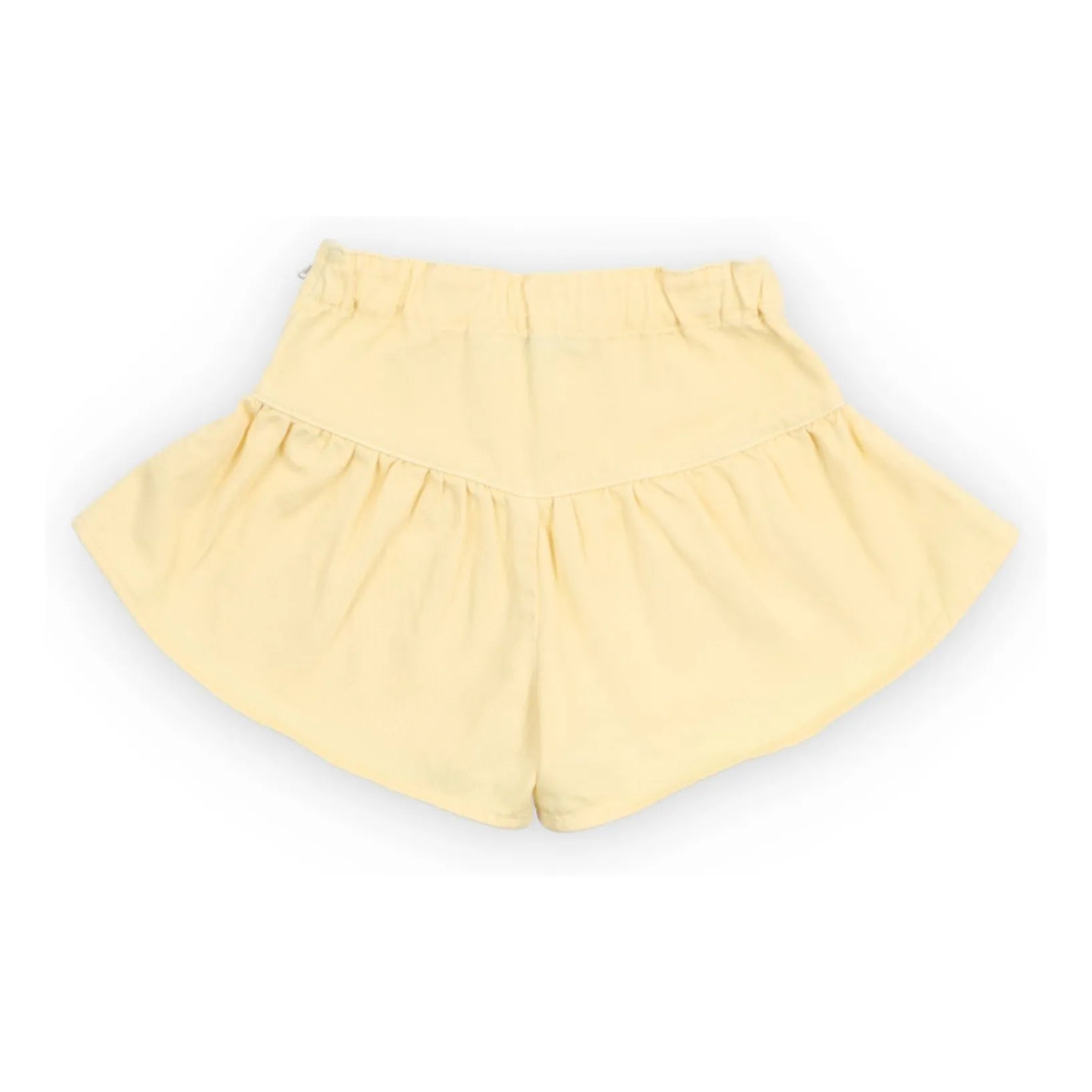 the new society - Bellis Denim Ruffled Shorts | Light Yellow