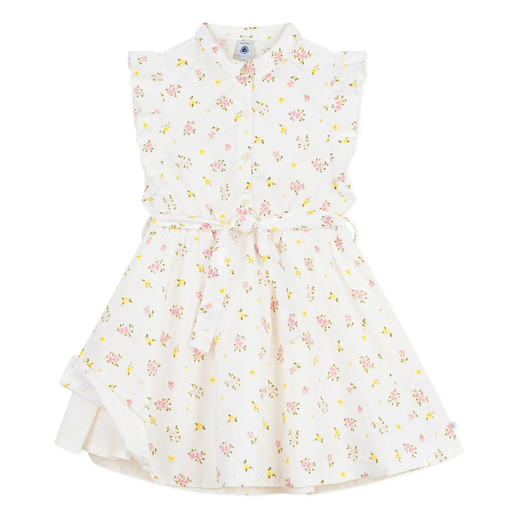 Petit Bateau - Sleeveless Floral Organic Cotton Dress | White