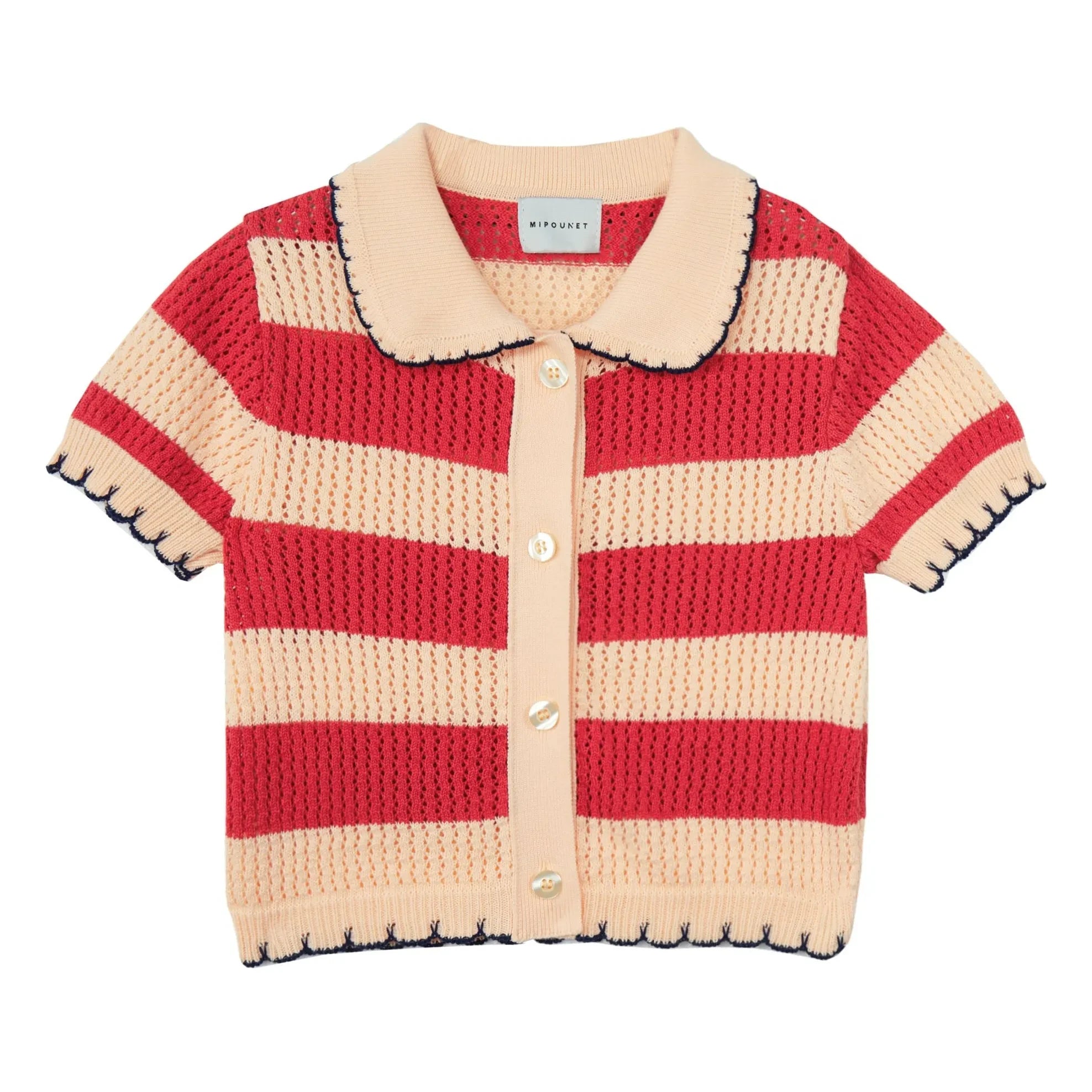 Mipounet - Striped Vita Crochet Cardigan | Red