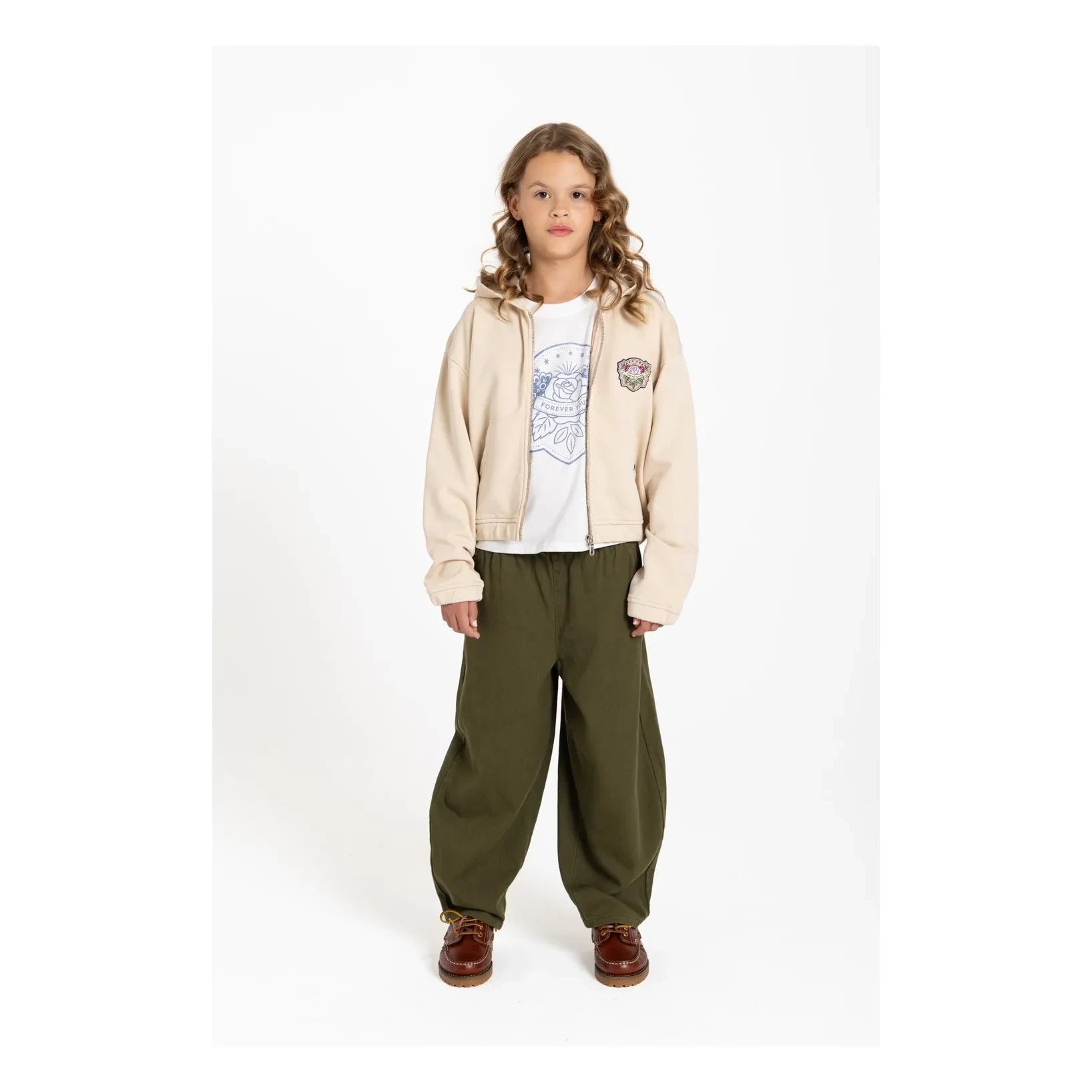 Hundred Pieces - Blush Forever Organic Cotton Zip-Up Sweatshirt | Cream