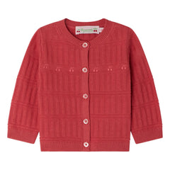 Bonpoint - Giovina Organic Cotton Cardigan | Raspberry Red