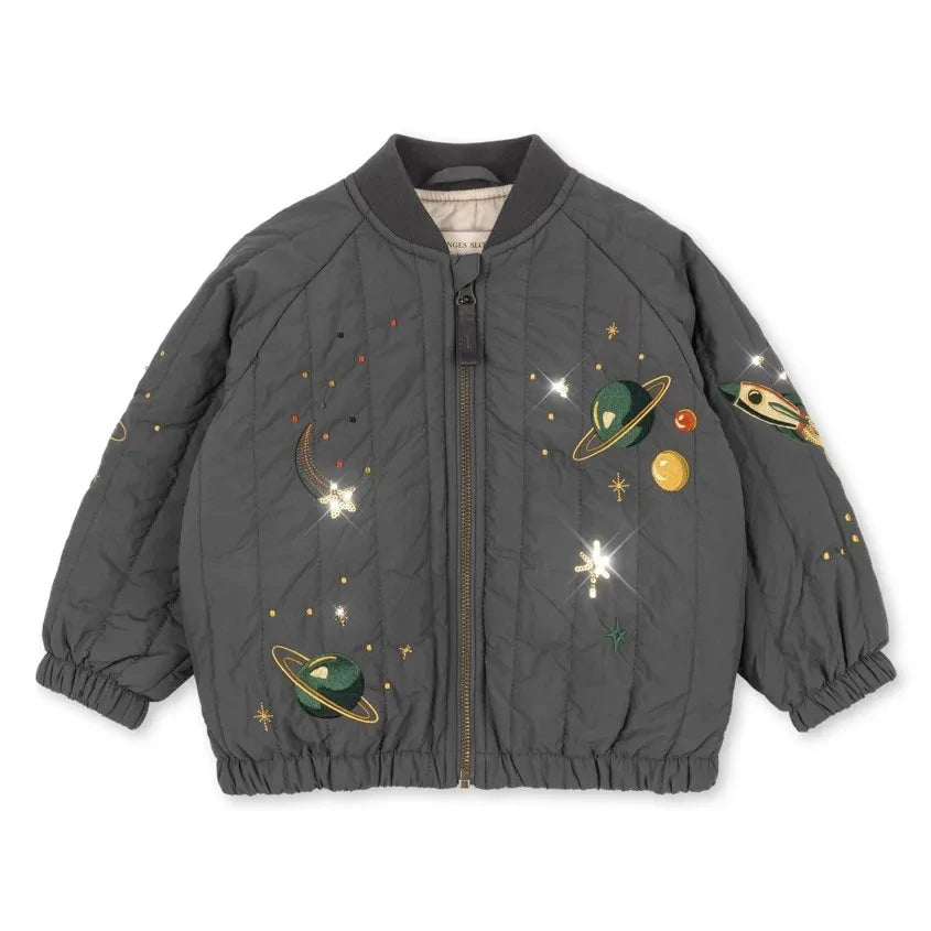 Konges Sløjd - Juno Space Sequined Bomber Jacket | Coal grey