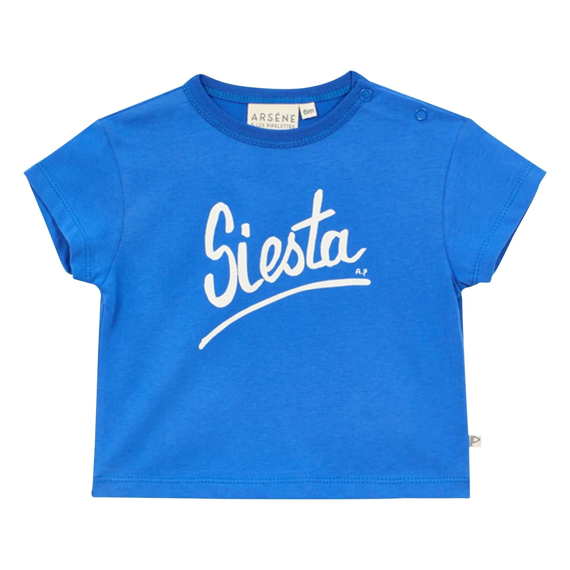 Arsène et Les Pipelettes - Siesta Organic Cotton Baby T-Shirt | Azure Blue
