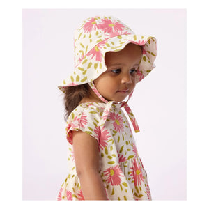 Small Boat - Organik Pamuk Crepe Çiçekli Floppy Hat | Ekru
