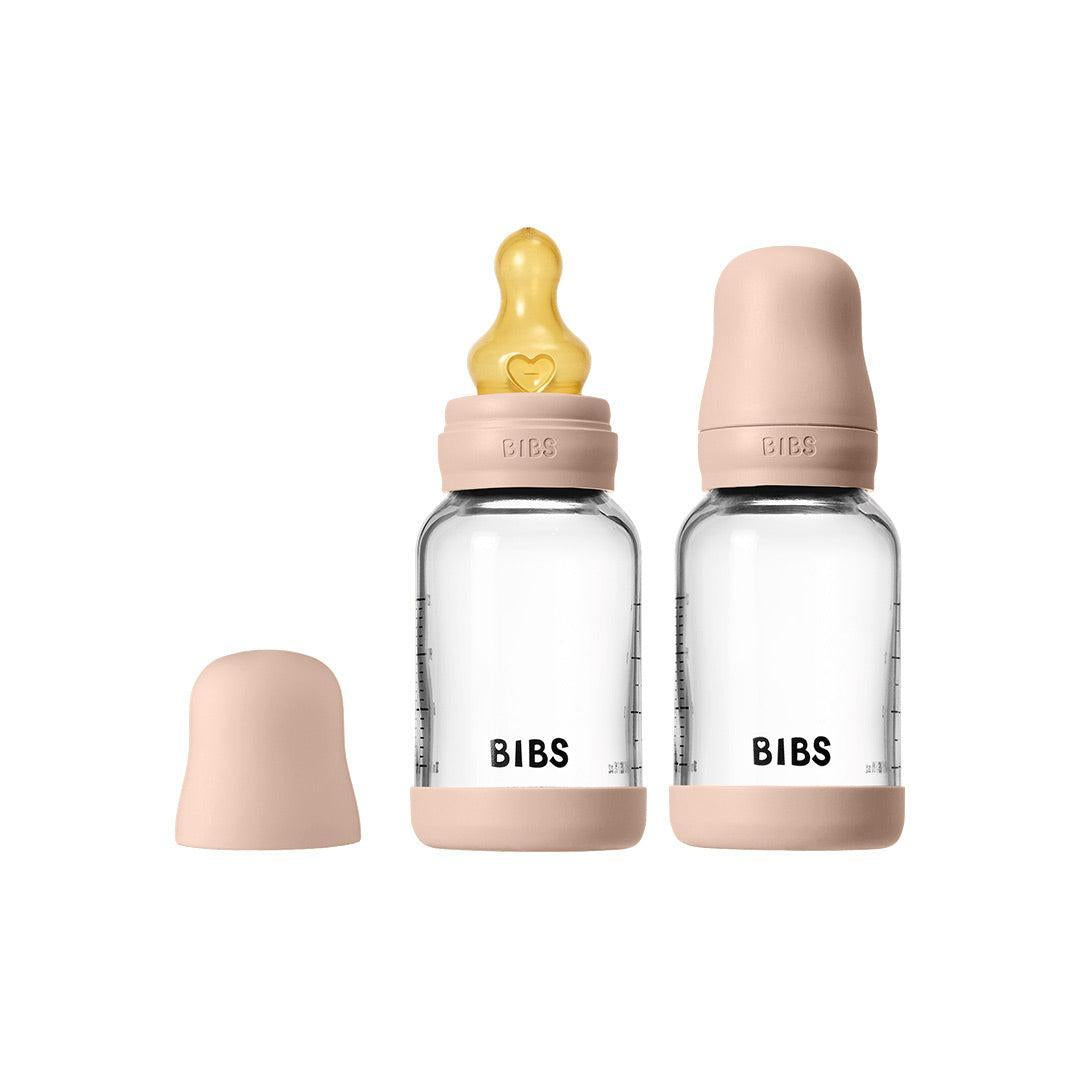 BIBS 2 Pack Slow Flow Glass Baby Bottle Round Latex - 120ml - Blush-Baby Bottles-Blush-120ml | Natural Baby Shower