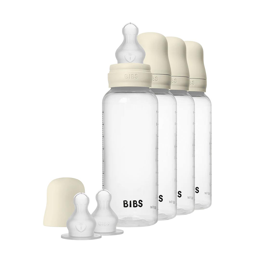 BIBS World Baby Bottle Round Silicone 4 Pack - Ivory-Baby Bottles-Ivory-150ml | Natural Baby Shower