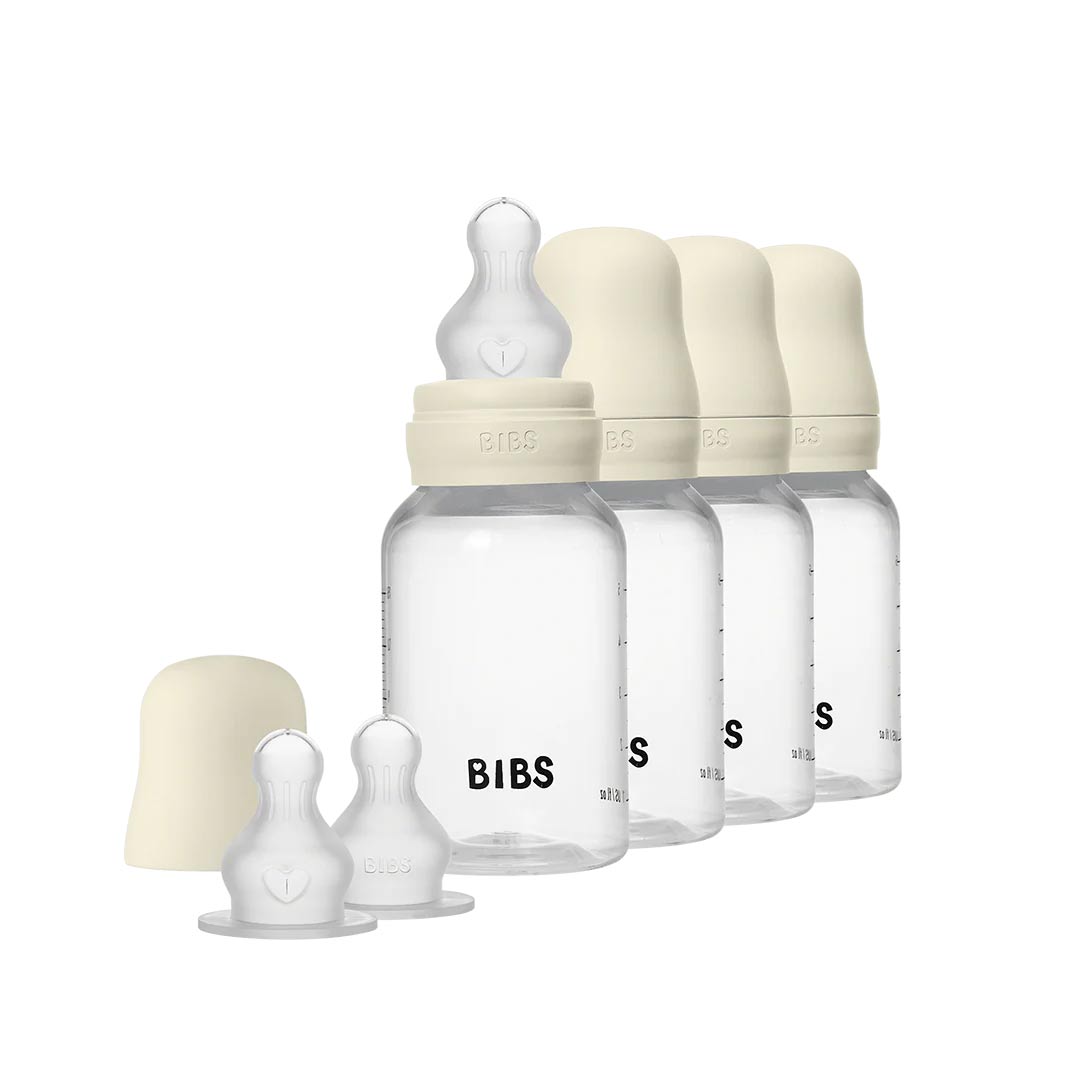 BIBS World Baby Bottle Round Silicone 4 Pack - Ivory-Baby Bottles-Ivory-150ml | Natural Baby Shower