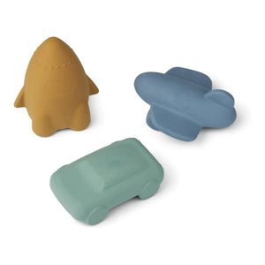 Liewood - Jacob Natural Rubber Toys - Set of 3 | Blue Multi Mix