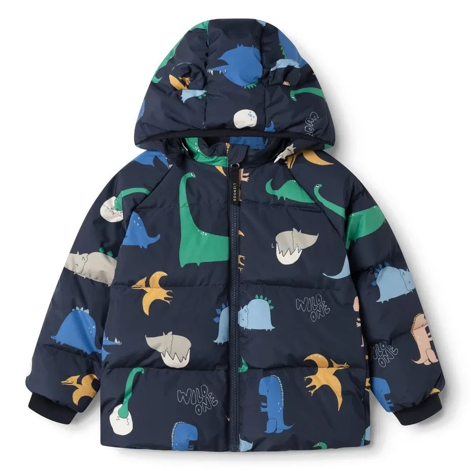 Liewood - Polle Dinosaur Padded Coat Made from Recycled Fibers | Navy