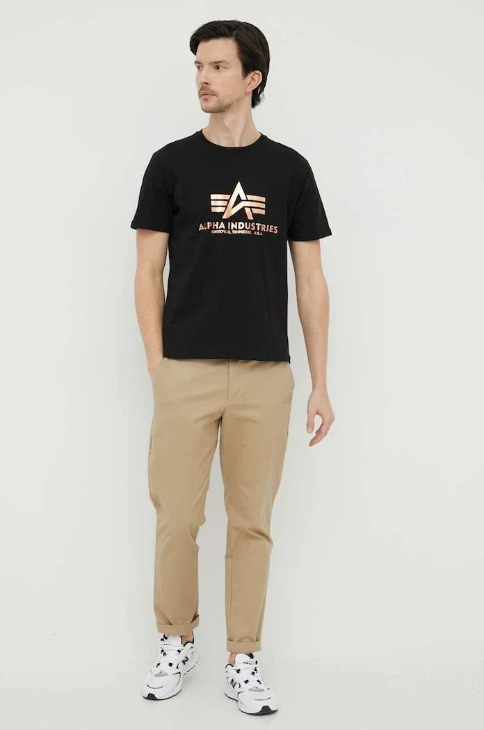 Alpha Industries Basic T-Shirt Foil Print Pamuklu Tişört